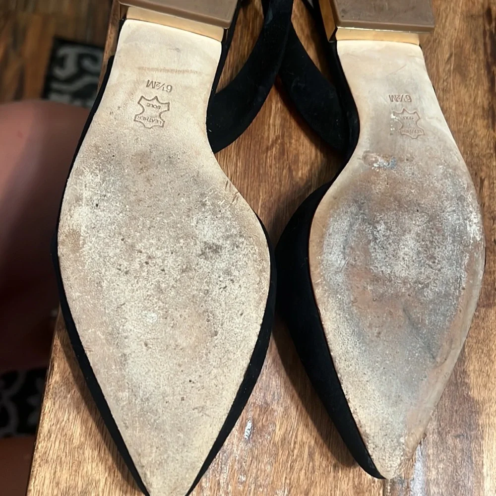 Tory Burch Black Pointed Slingback Flats - Picture 9 of 11